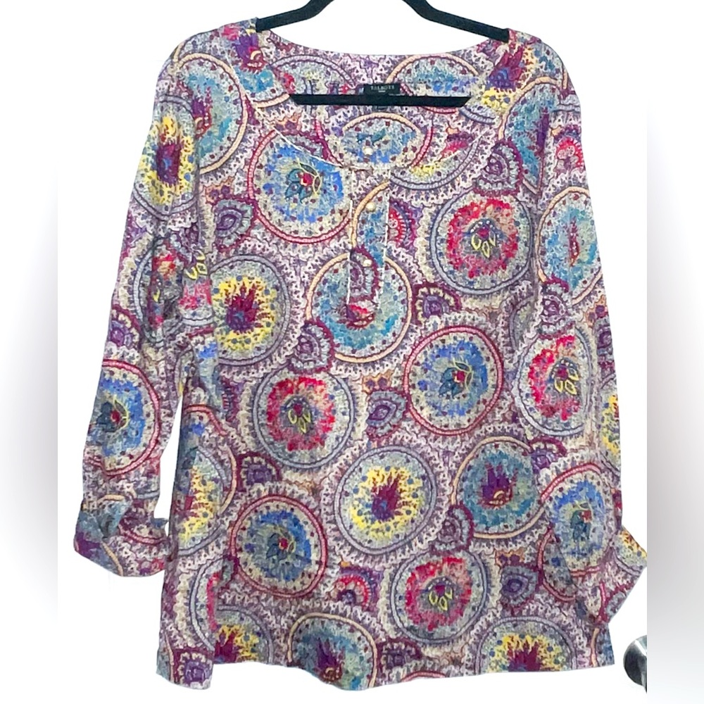 - New Talbots women's size 20 W long sleeve geometric print top